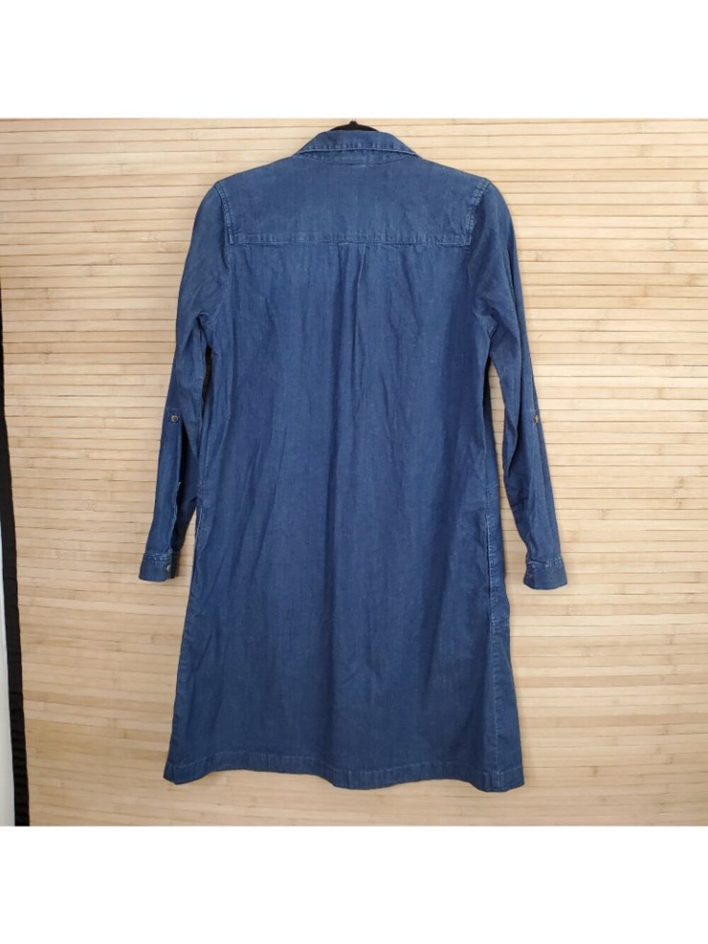 J Jill Denim Cotton Blend Long Roll button Sleeve Shift Dress Size XS - Picture 3 of 5